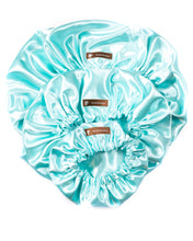 Load image into Gallery viewer, Aqua Satin Reversible Bonnet
